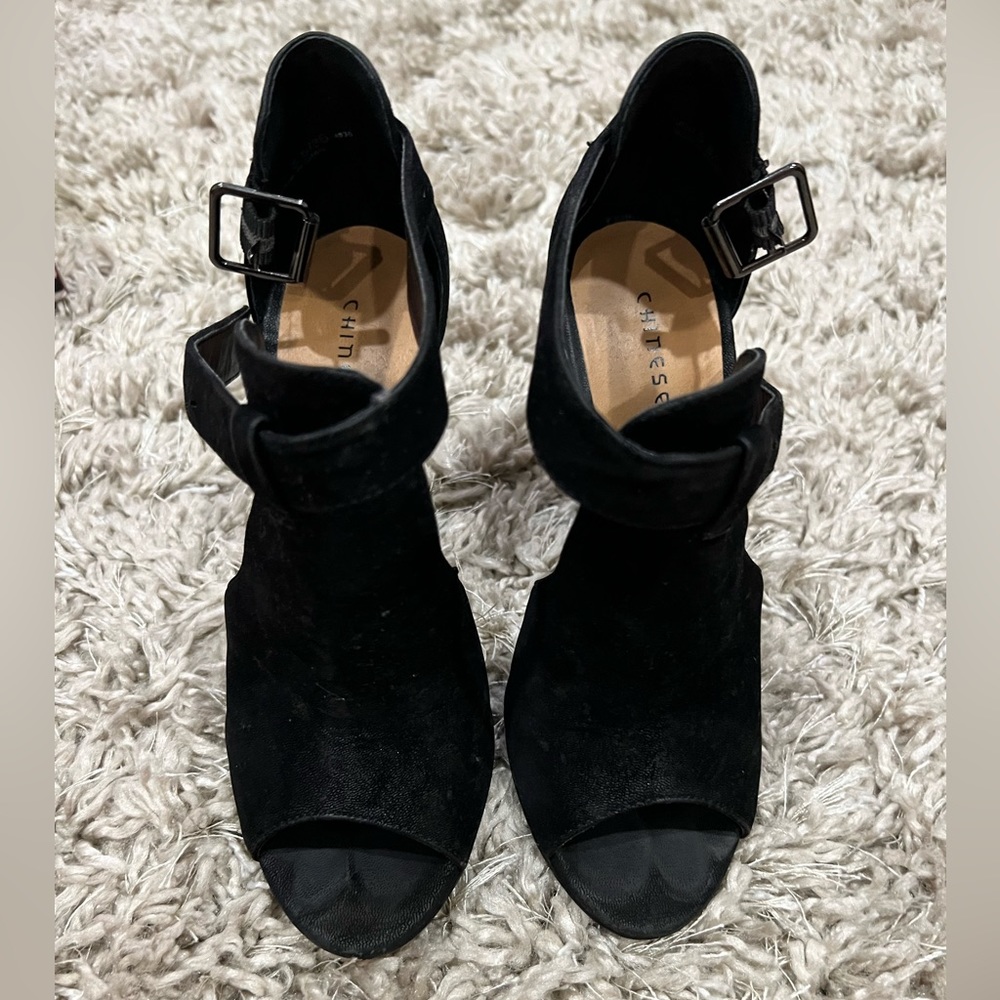 Chinese Laundry JOLT LG GRAIN NUBUCK BLACK Size 5.5. Like new orig box and pkg